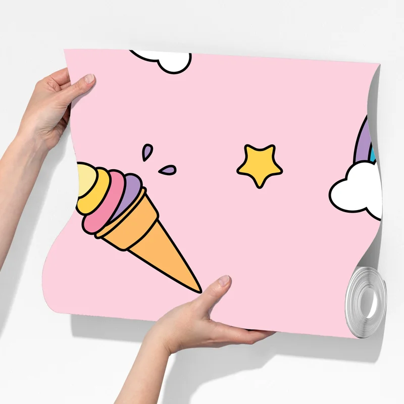 Fototapete pastell einhörner und regenbogen muster Fototapete pastell einhörner und regenbogen muster