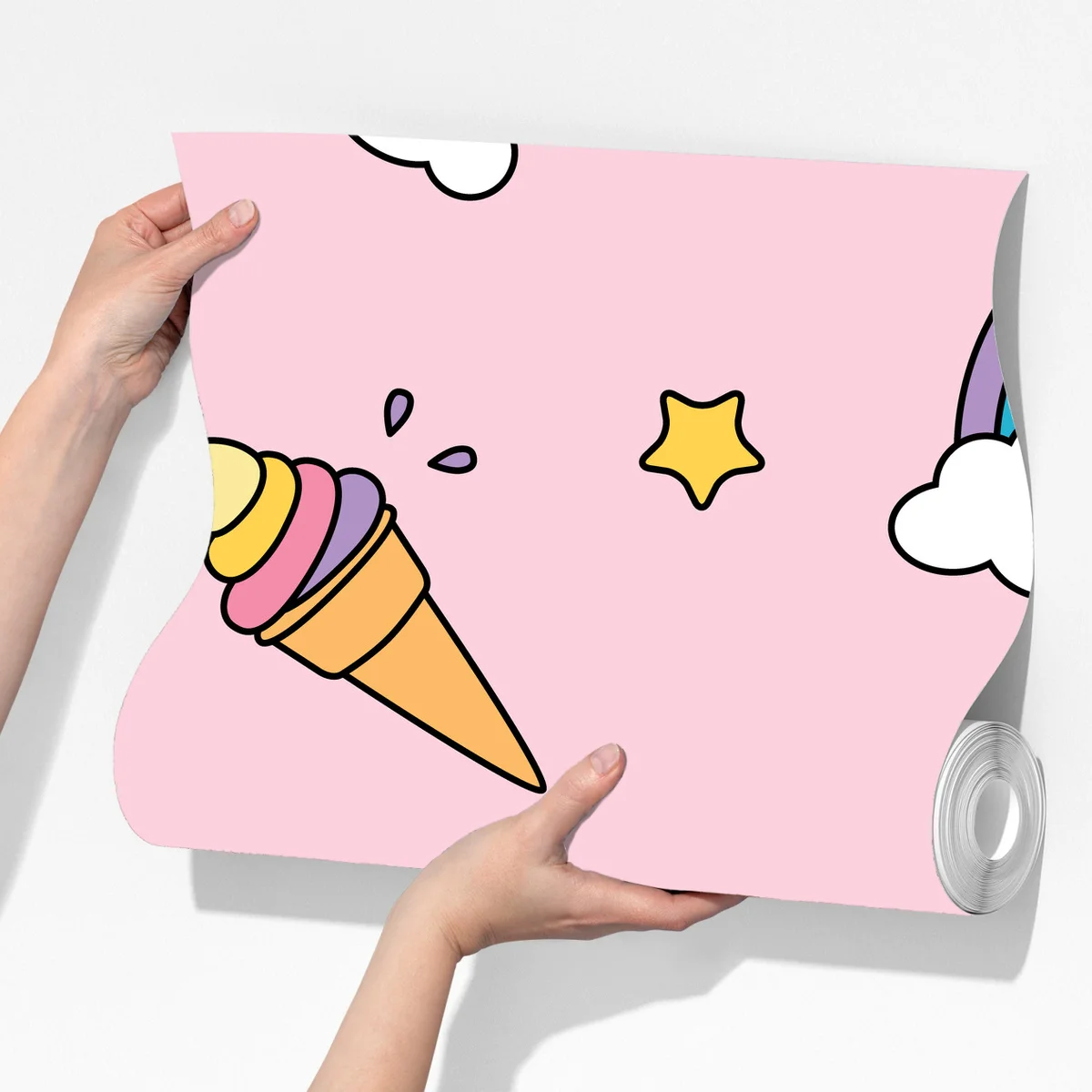 Fototapete pastell einhörner und regenbogen muster Fototapete pastell einhörner und regenbogen muster