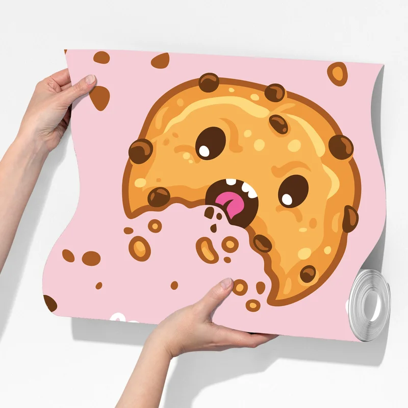 Fototapete niedliches kawaii-keksmuster auf rosa hintergrund Fototapete niedliches kawaii-keksmuster auf rosa hintergrund