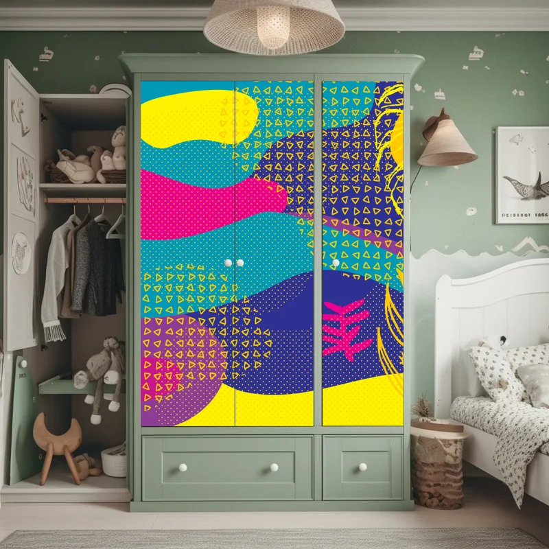 Schrankaufkleber lebhaftes abstraktes tropenmuster