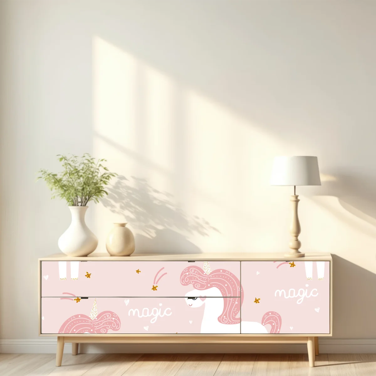 Repositionierbarer Aufkleber magisches rosa einhornmuster Repositionierbarer Aufkleber magisches rosa einhornmuster