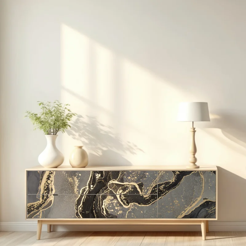 Repositionierbarer Aufkleber luxuriöser schwarz-goldener marmor abstrakt Repositionierbarer Aufkleber luxuriöser schwarz-goldener marmor abstrakt