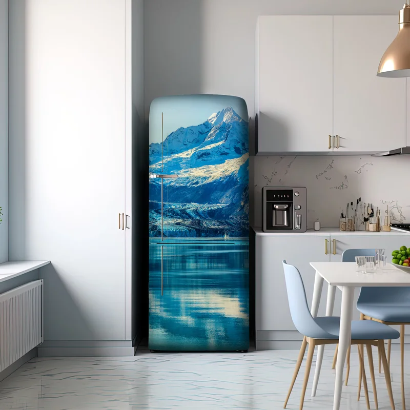 Kühlschrankaufkleber majestätischer alpiner gletscher mit spiegelung Kühlschrankaufkleber majestätischer alpiner gletscher mit spiegelung
