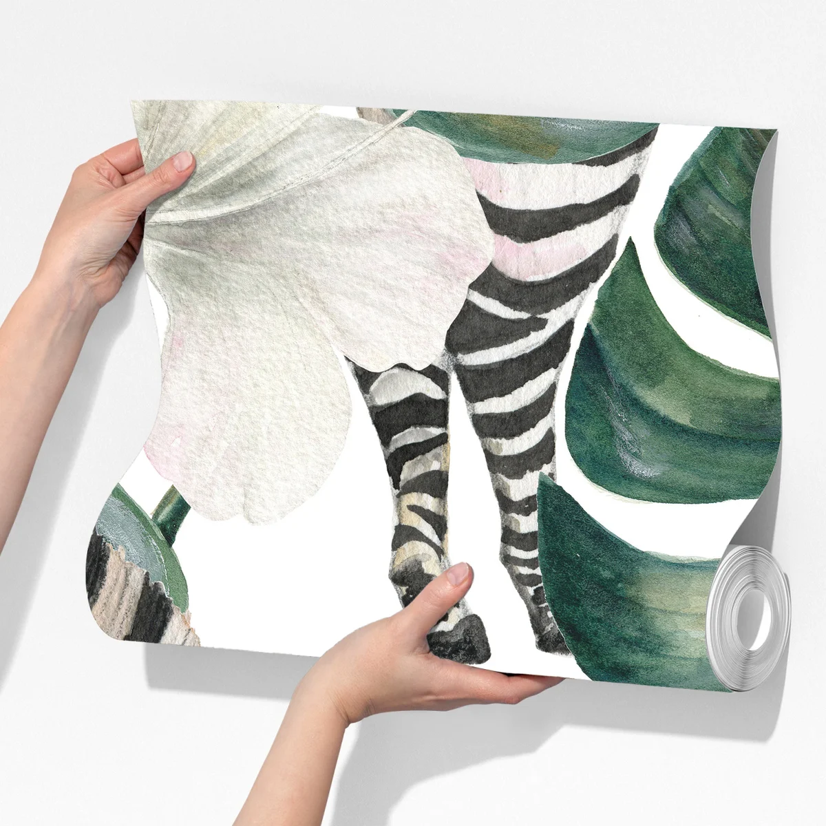 Fototapeta tropikalny wzór z zebrą i monsterą Fototapeta tropikalny wzór z zebrą i monsterą