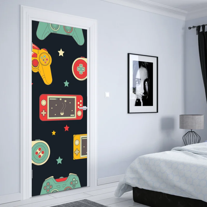 Türaufkleber retro gamecontroller muster Türaufkleber retro gamecontroller muster