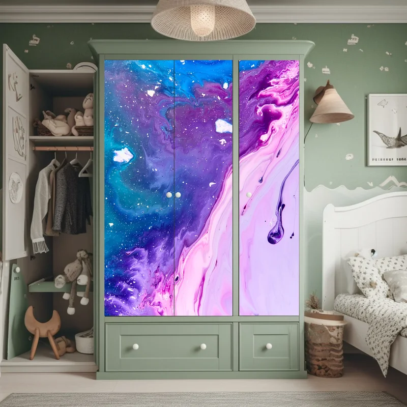 Schrankaufkleber lebendige blau-violette abstrakte acrylmalerei Schrankaufkleber lebendige blau-violette abstrakte acrylmalerei