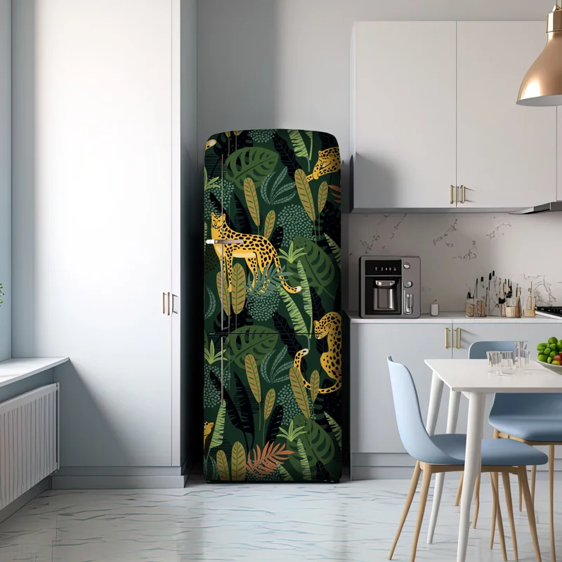 Kühlschrankaufkleber tropisches leopardenmuster