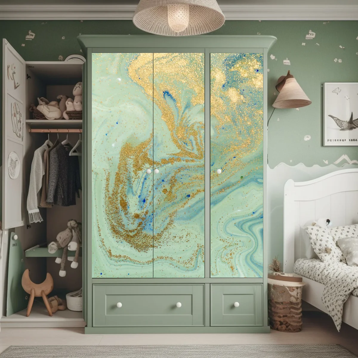 Schrankaufkleber türkiser marmor mit goldenen akzenten Schrankaufkleber türkiser marmor mit goldenen akzenten