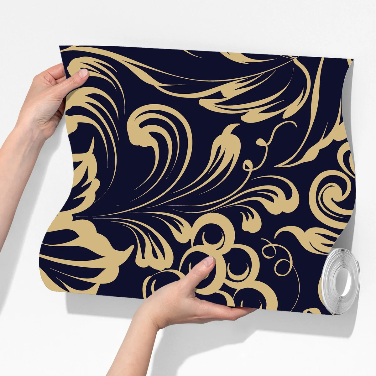 Fototapete elegantes barockes weintraubenmuster in gold Fototapete elegantes barockes weintraubenmuster in gold