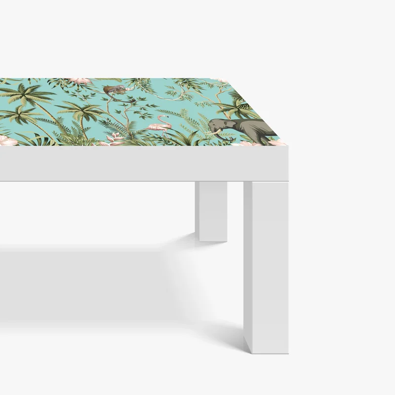 Tischaufkleber und Schreibtischaufkleber tropische dschungelszene mit elefant und flamingo