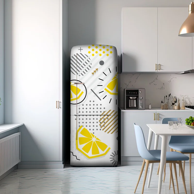 Kühlschrankaufkleber leuchtendes zitrus geometrisches muster Kühlschrankaufkleber leuchtendes zitrus geometrisches muster