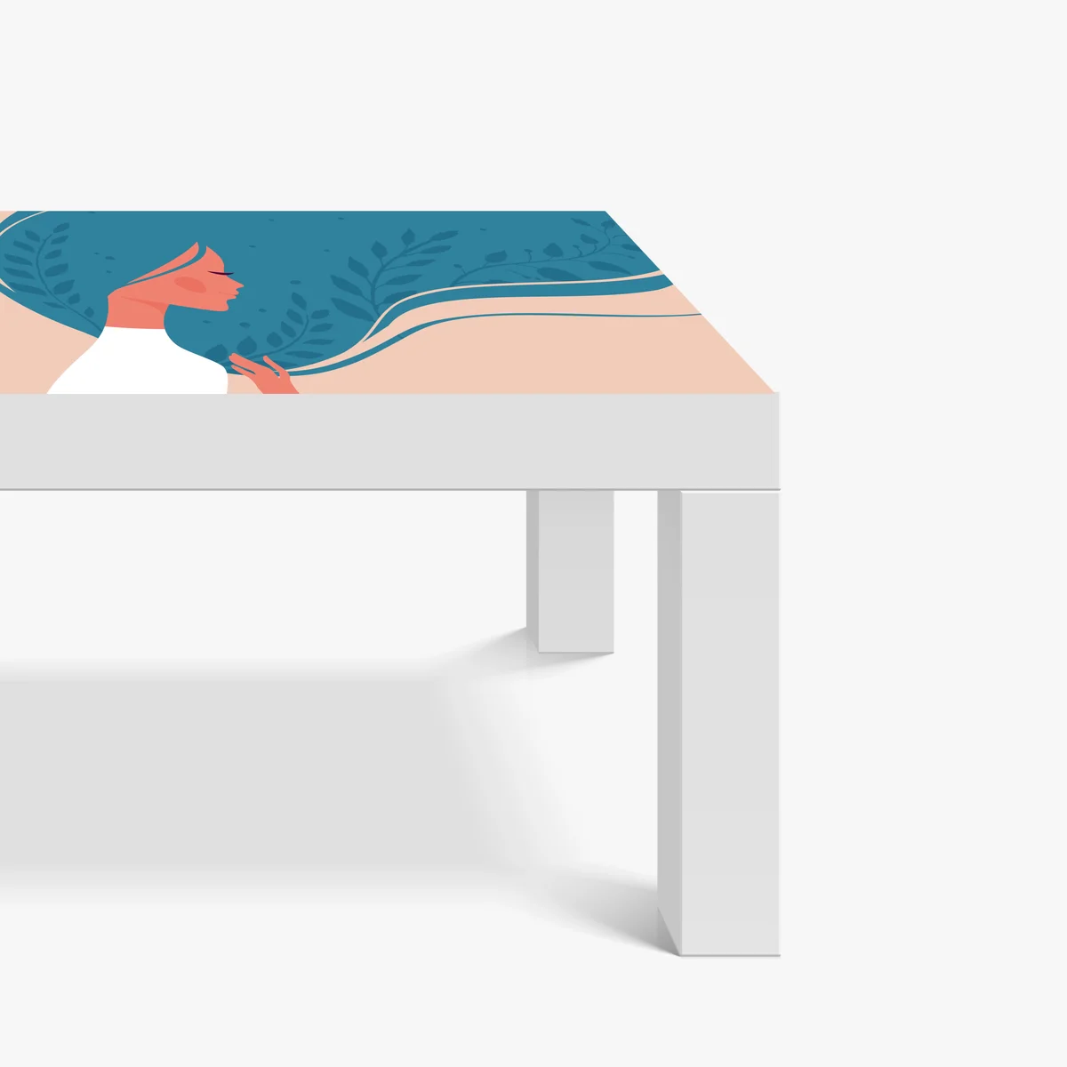 Tischaufkleber und Schreibtischaufkleber sanftes blumiges profil mit fließendem haar Tischaufkleber und Schreibtischaufkleber sanftes blumiges profil mit fließendem haar