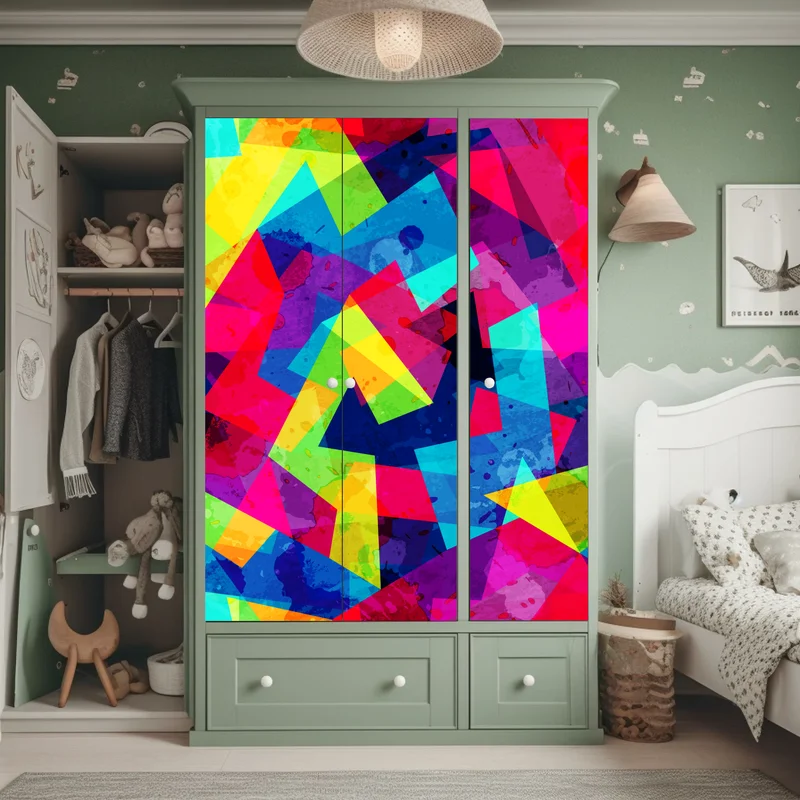 Schrankaufkleber lebendige geometrische aquarell-collage Schrankaufkleber lebendige geometrische aquarell-collage