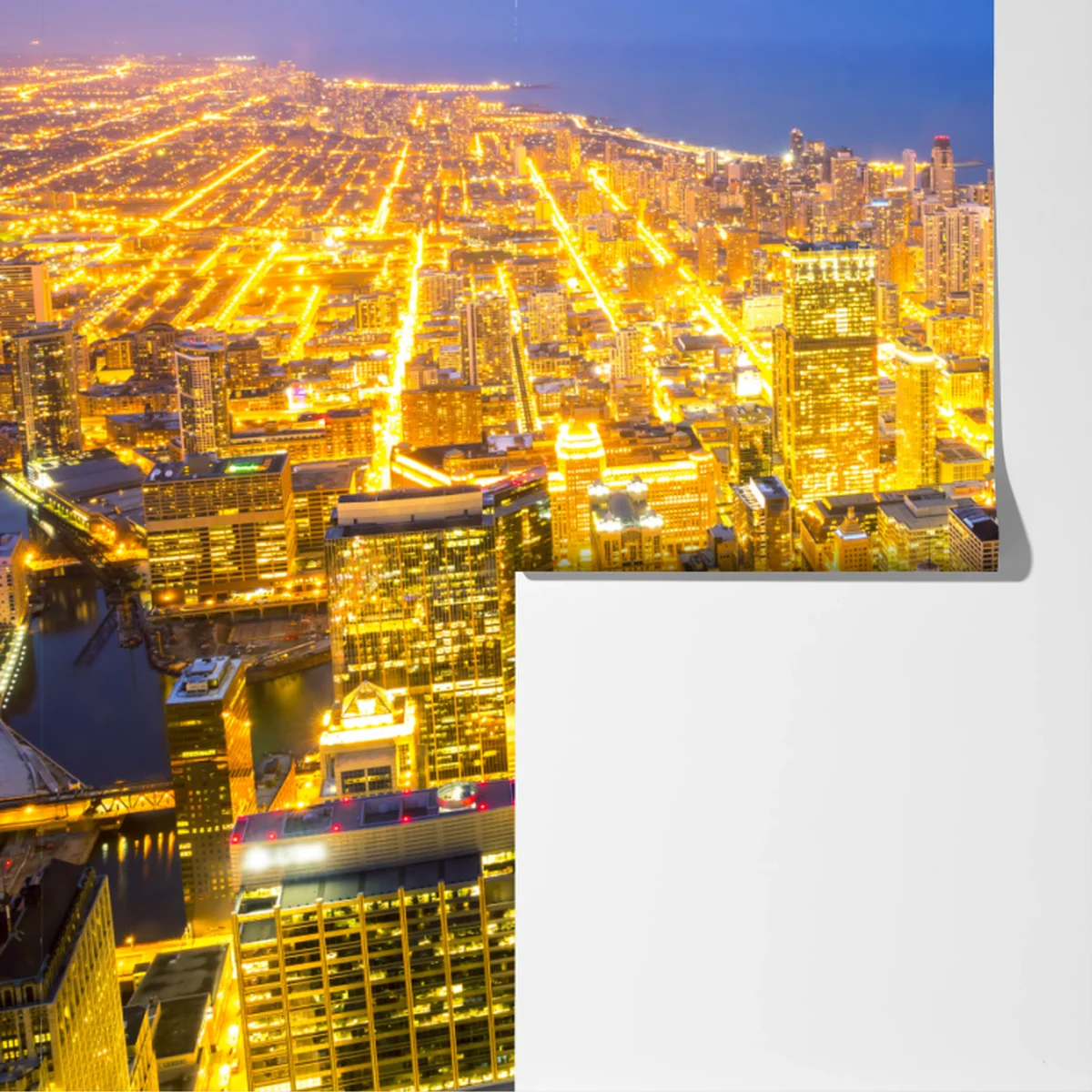 Fototapete luftaufnahme der nächtlichen skyline von Chicago Fototapete luftaufnahme der nächtlichen skyline von Chicago