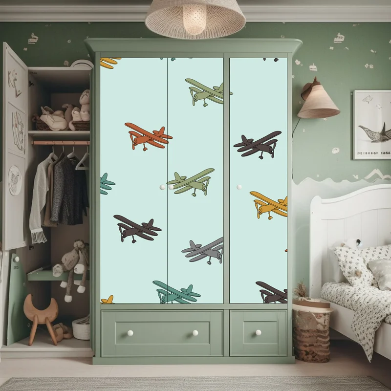 Schrankaufkleber muster mit doppeldeckern auf türkisgrund Schrankaufkleber muster mit doppeldeckern auf türkisgrund