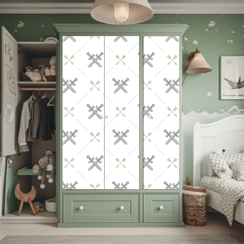 Schrankaufkleber muster mit gekreuzten schwertern und pfeilen