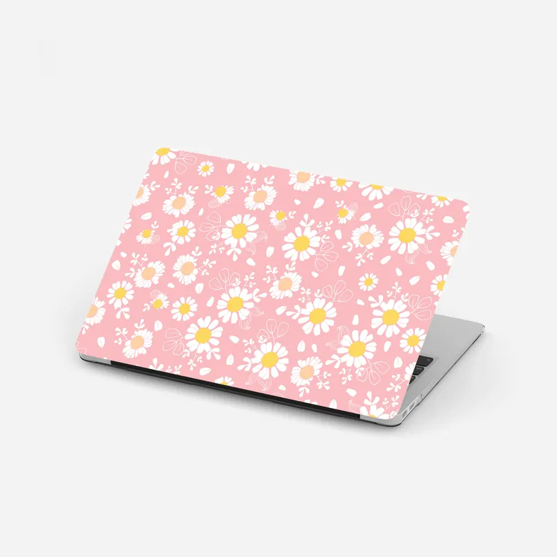 Laptop-Aufkleber rosa gänseblümchen muster