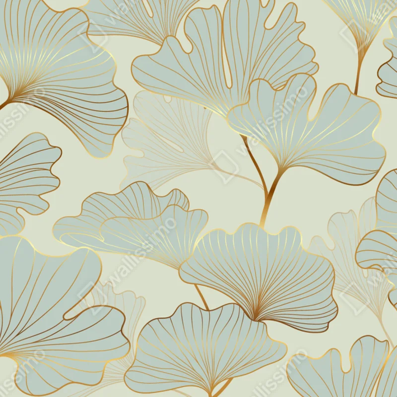 Repositionierbarer Aufkleber pastell ginkgo blättermuster mit goldakzenten Repositionierbarer Aufkleber pastell ginkgo blättermuster mit goldakzenten
