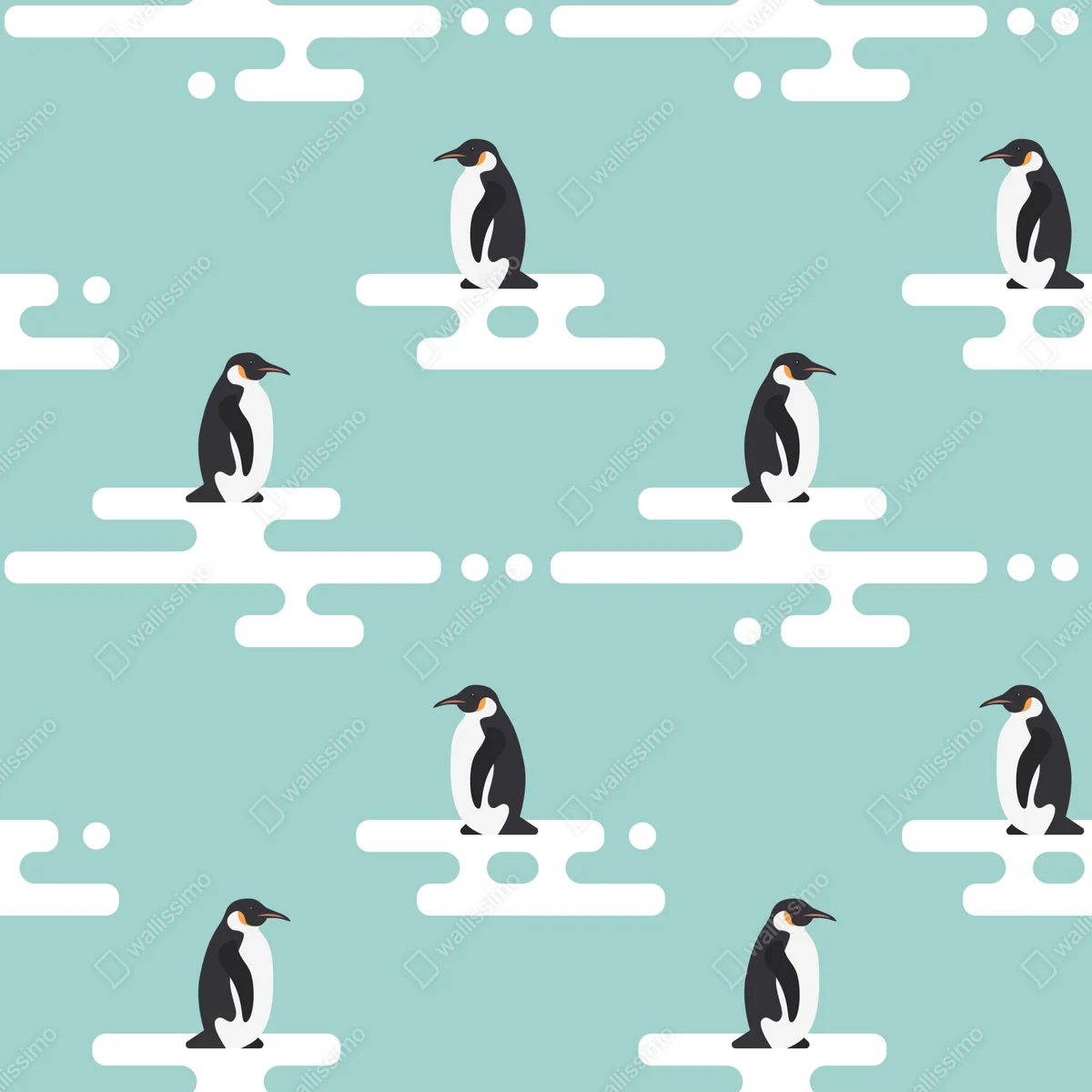 Fototapete süßes pinguinmuster in pastell-türkis Fototapete süßes pinguinmuster in pastell-türkis