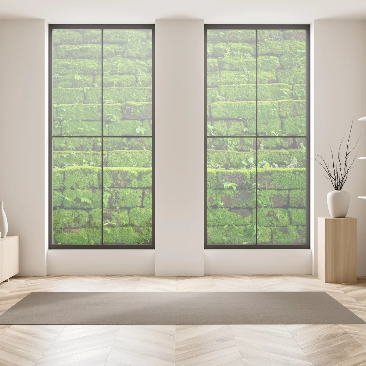 Fensteraufkleber üppige moosbedeckte ziegelwand Fensteraufkleber üppige moosbedeckte ziegelwand