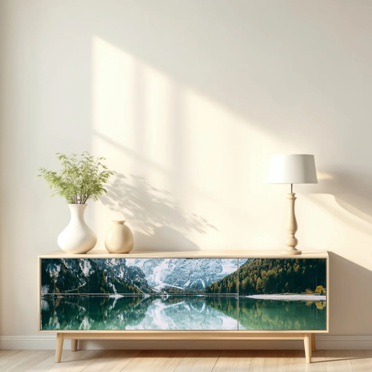 Repositionierbarer Aufkleber ruhige spiegelungen am Pragser Wildsee Repositionierbarer Aufkleber ruhige spiegelungen am Pragser Wildsee