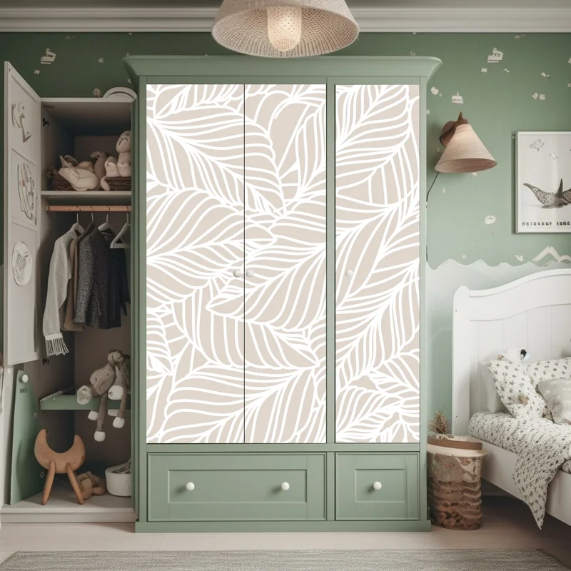 Schrankaufkleber beige botanisches blattmuster