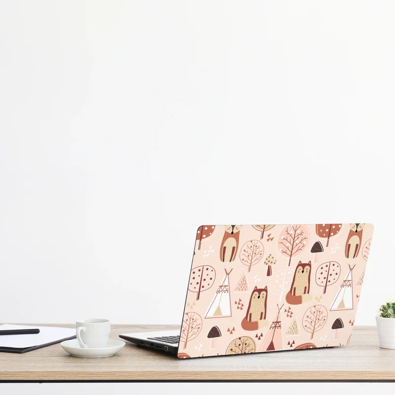 Naklejka na laptopa wzór z lisami do pokoju dziecięcego Naklejka na laptopa wzór z lisami do pokoju dziecięcego