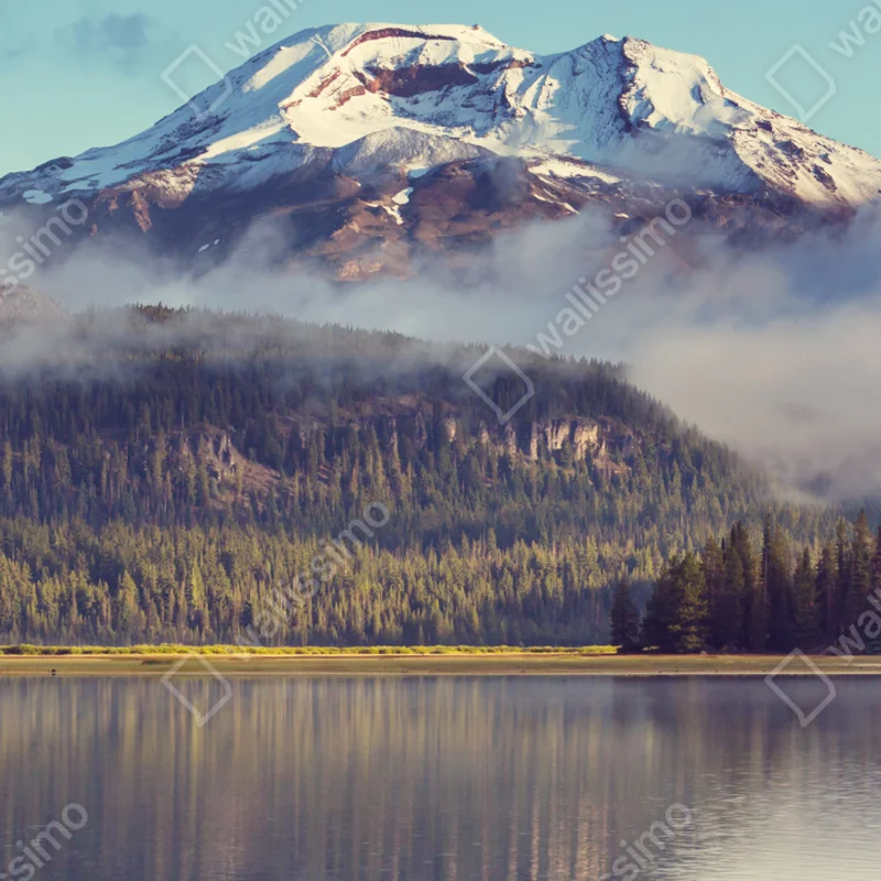 Repositionierbarer Aufkleber ruhiger bergsee in Oregon Repositionierbarer Aufkleber ruhiger bergsee in Oregon