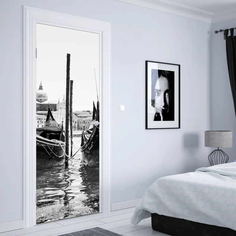 Türaufkleber vertäute gondeln in Venedig Türaufkleber vertäute gondeln in Venedig