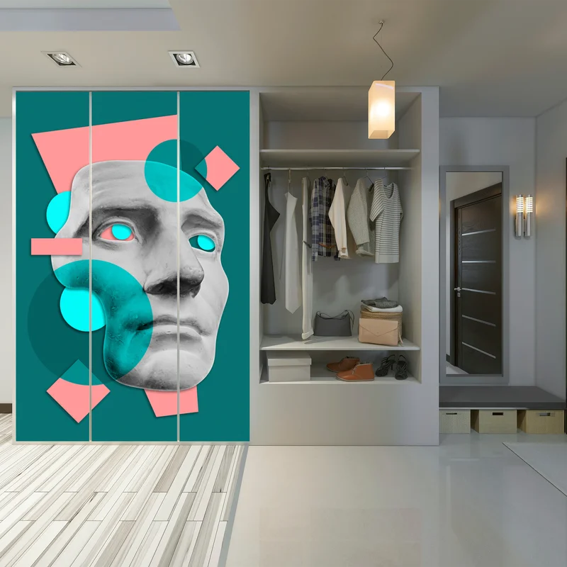 Schrankaufkleber abstrakte klassische maske in türkis und rosa Schrankaufkleber abstrakte klassische maske in türkis und rosa