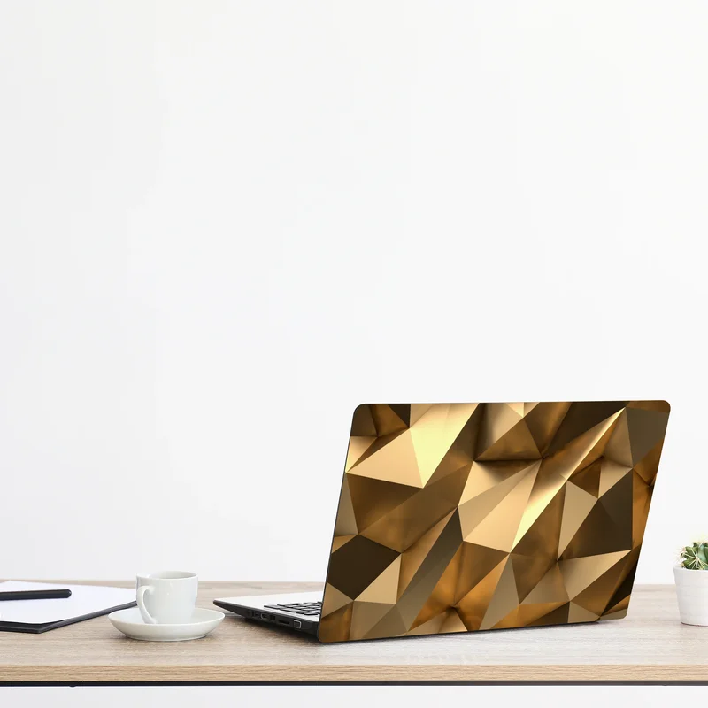 Naklejka na laptopa złote geometryczne fasety