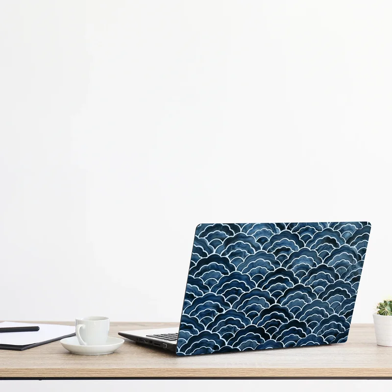 Laptop-Aufkleber japanisches blaues seigaiha-wellenmuster