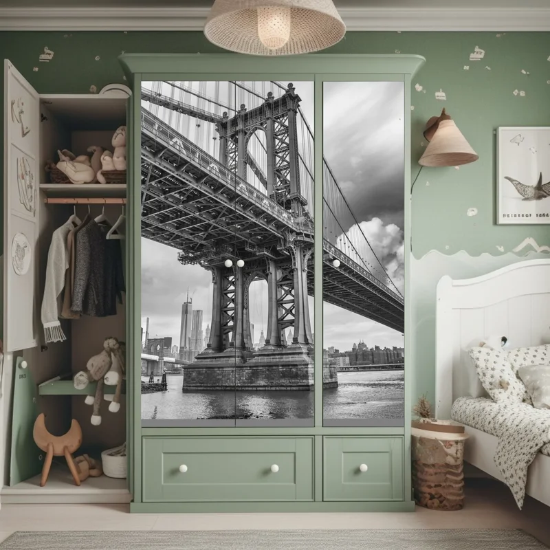 Schrankaufkleber blick auf die Manhattan Bridge und die skyline von New York