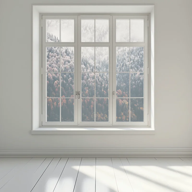 Fensteraufkleber herbstlicher nebel über bergwald