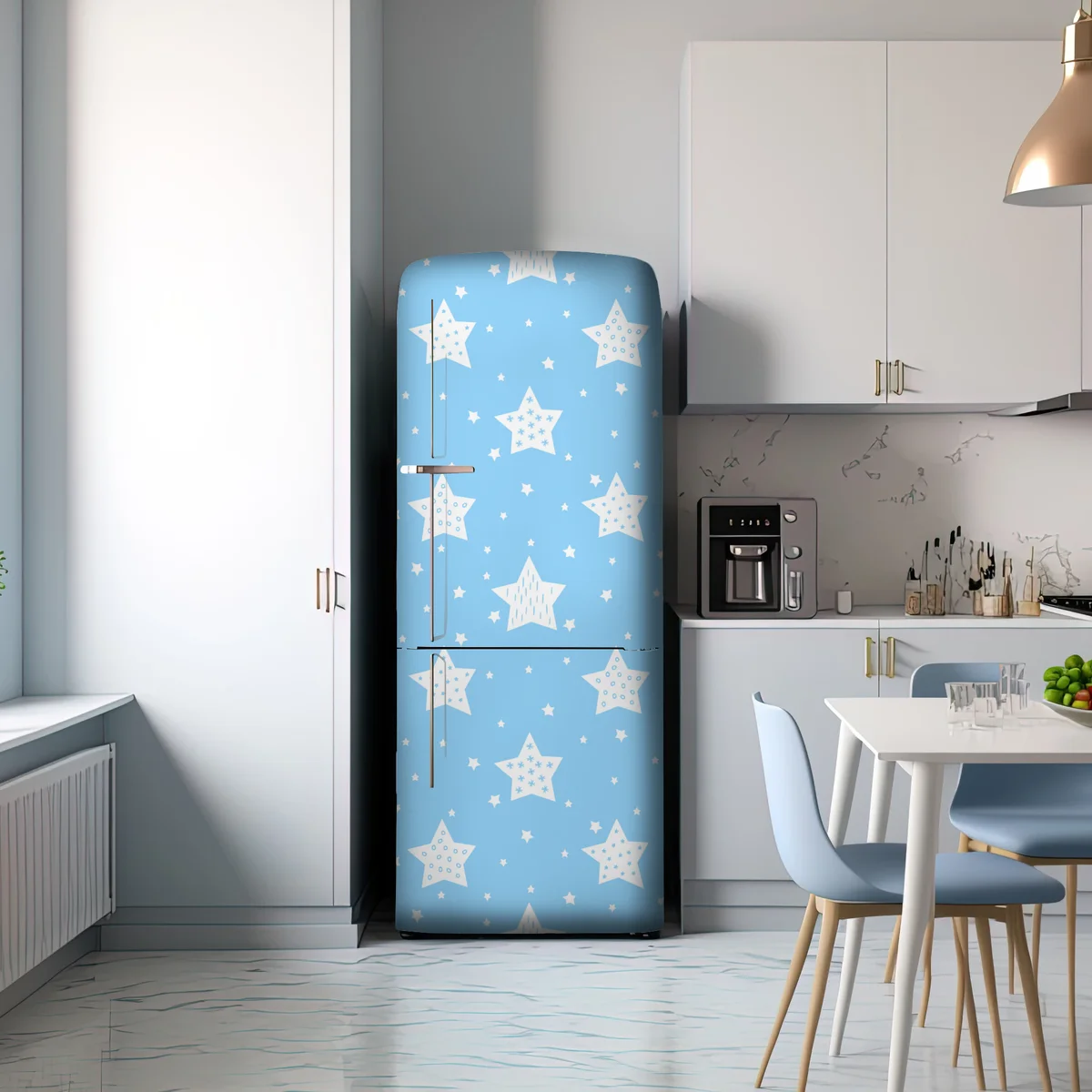 Kühlschrankaufkleber weiche blaue sterne für das kinderzimmer Kühlschrankaufkleber weiche blaue sterne für das kinderzimmer