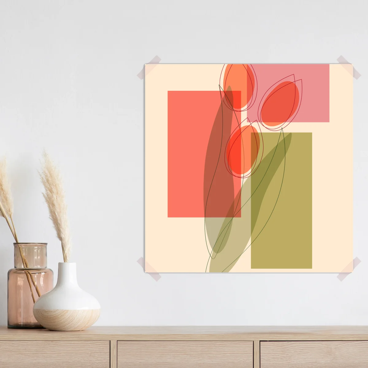 Poster abstrakte tulpenkomposition in pastelltönen • Poster bei Wallnifity® Poster abstrakte tulpenkomposition in pastelltönen • Poster bei Wallnifity®