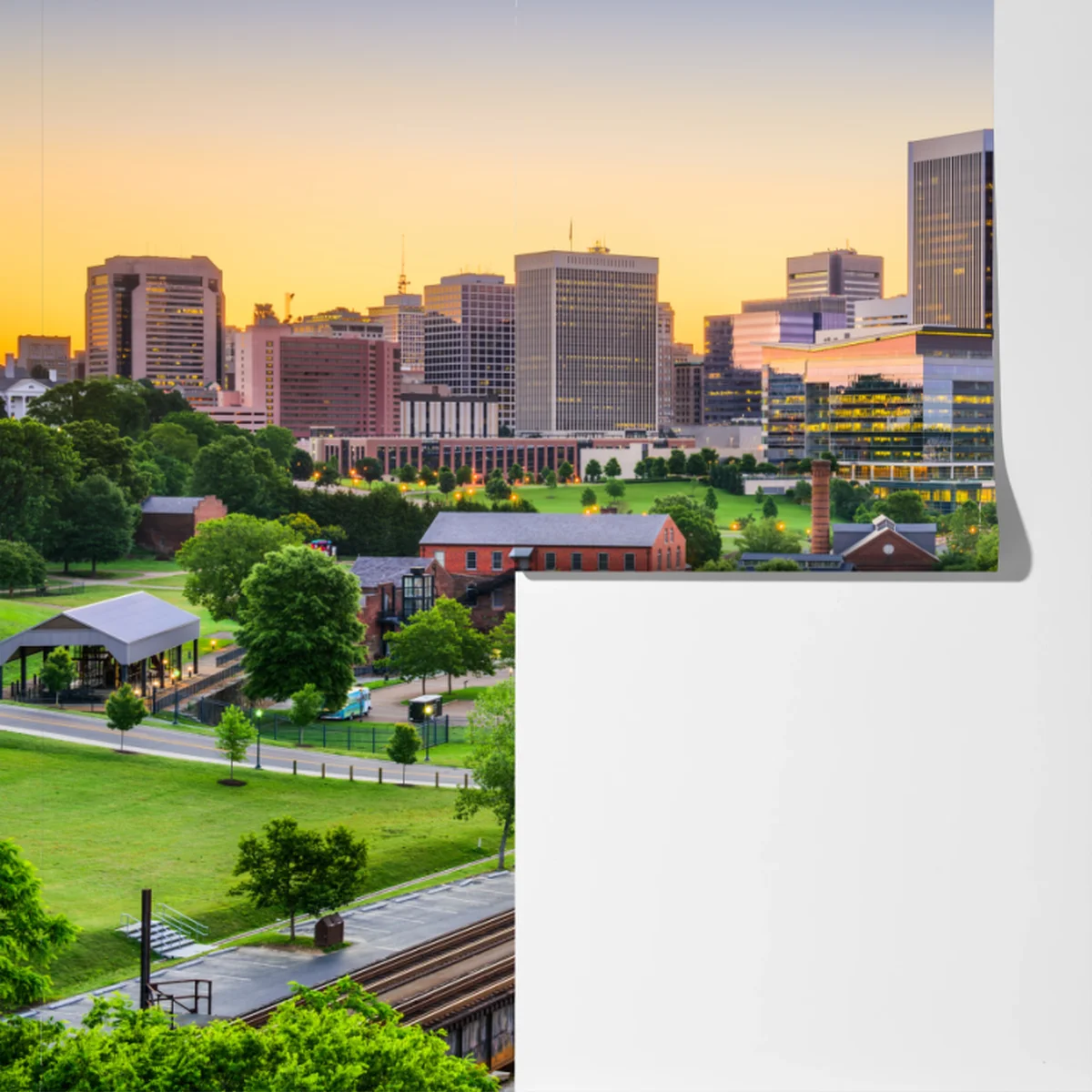 Fototapete Richmond skyline bei sonnenuntergang Fototapete Richmond skyline bei sonnenuntergang