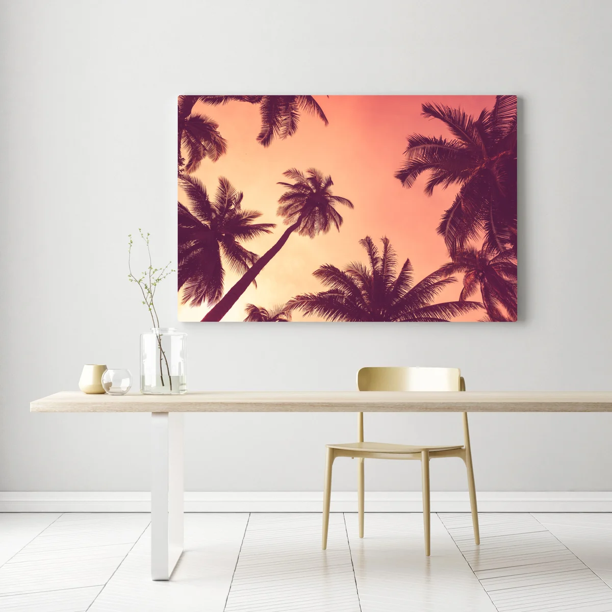 Leinwandbild tropische palmen bei sonnenuntergang Leinwandbild tropische palmen bei sonnenuntergang