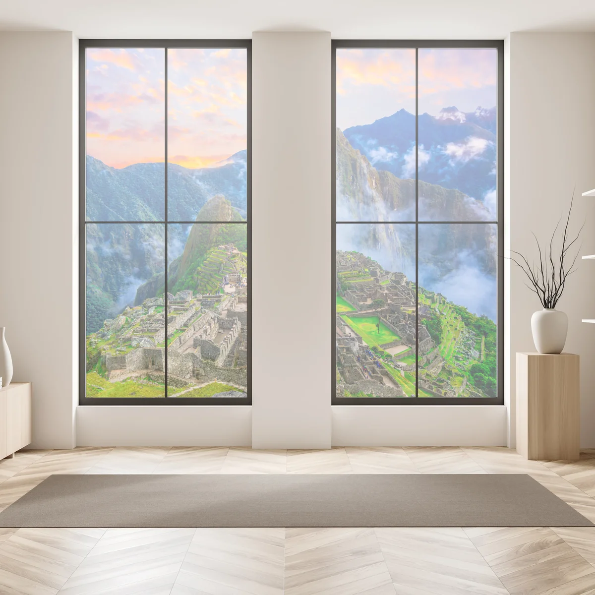 Fensteraufkleber sonnenuntergang über Machu Picchu antike Inka-zitadelle Fensteraufkleber sonnenuntergang über Machu Picchu antike Inka-zitadelle