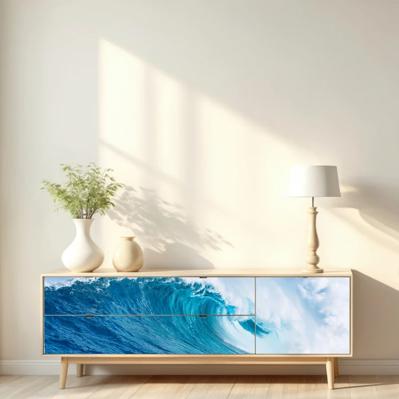 Repositionierbarer Aufkleber majestätische türkisfarbene ozeanwelle