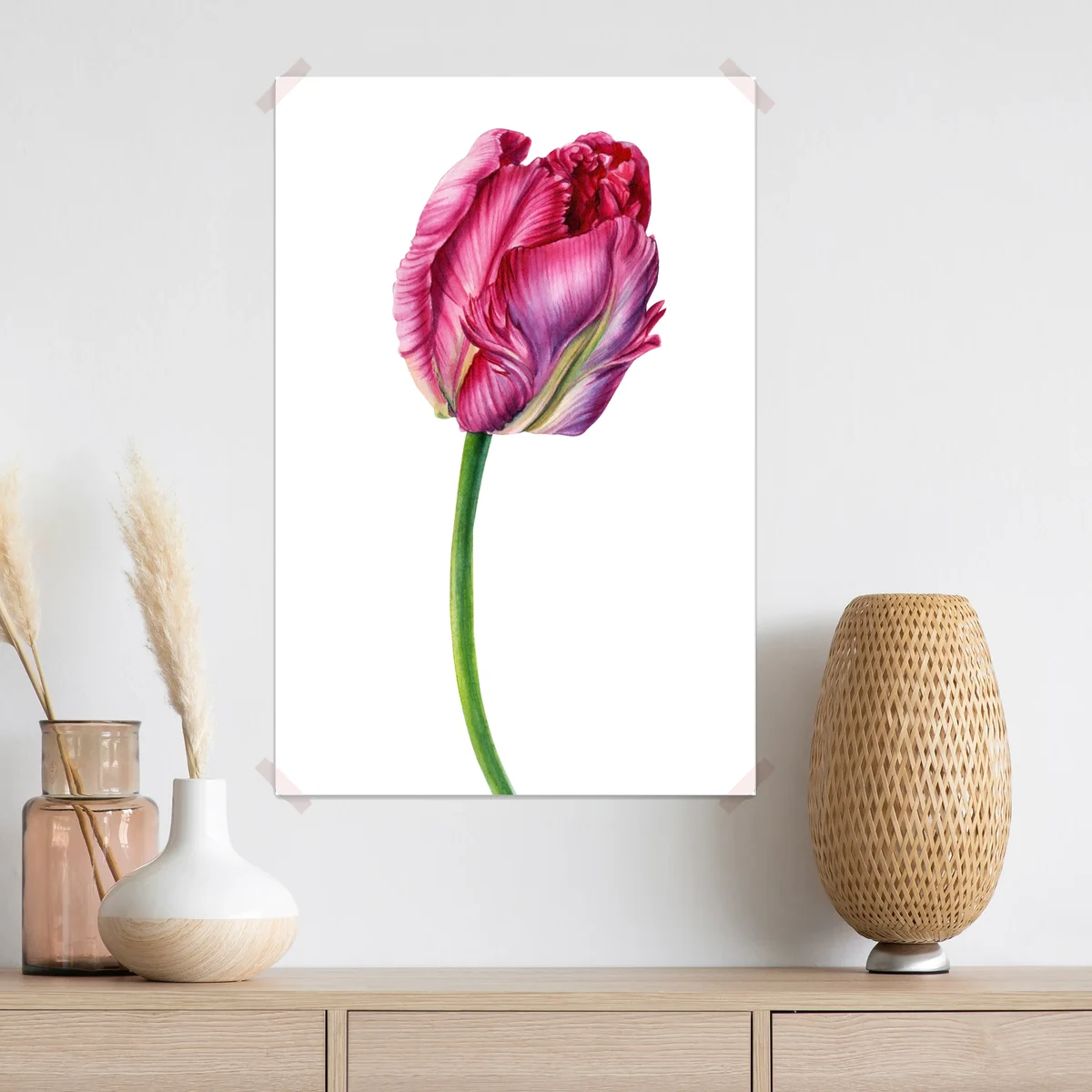 Poster rosa tulpe aquarell botanische illustration Poster rosa tulpe aquarell botanische illustration