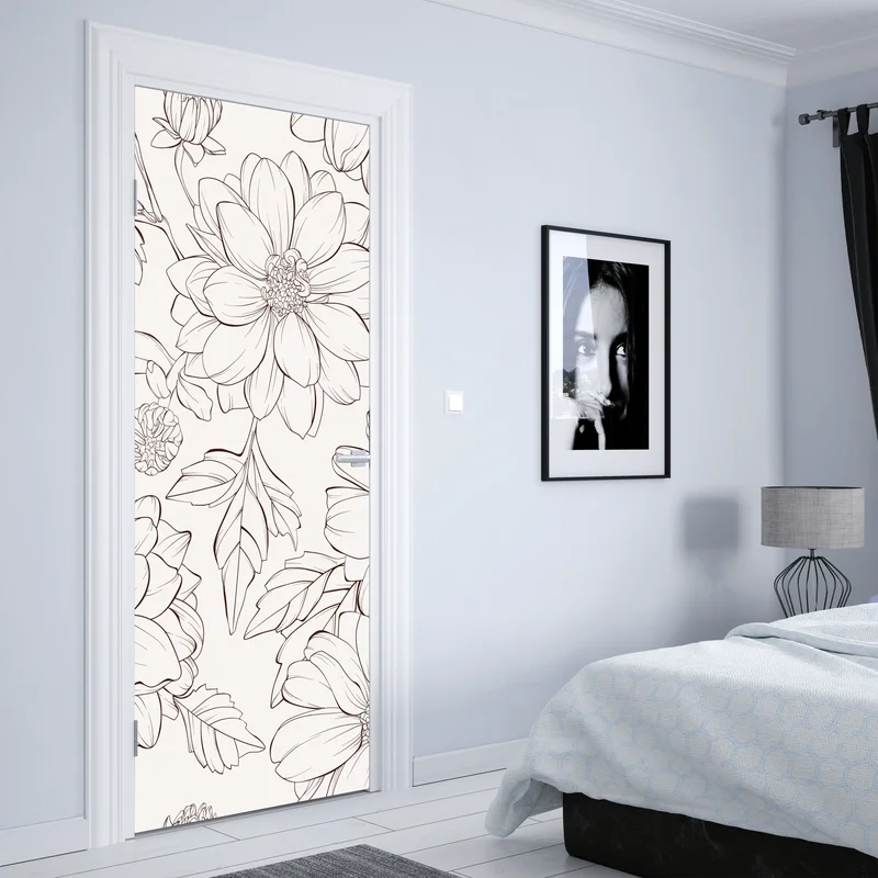 Türaufkleber zartes botanisches blumenmuster Türaufkleber zartes botanisches blumenmuster