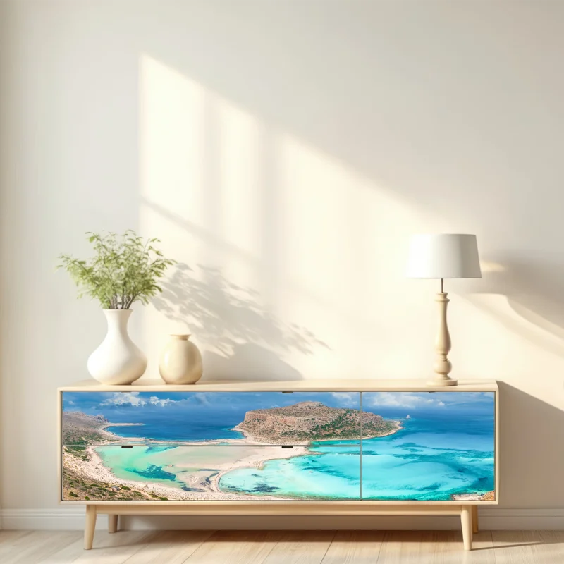 Repositionierbarer Aufkleber Balos Lagoon, Kreta panorama strandblick