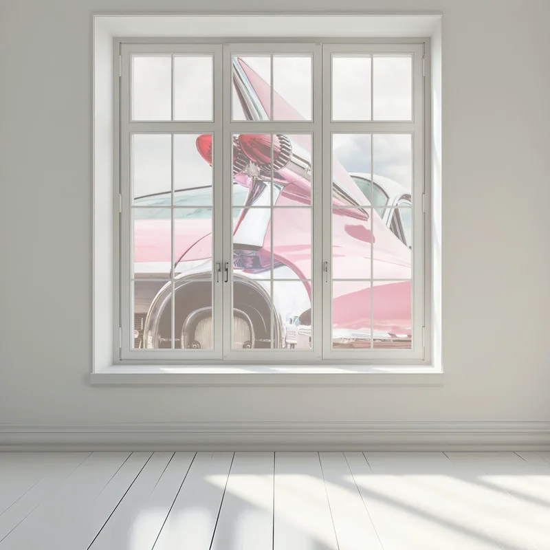 Fensteraufkleber rosa retro klassisches auto heckflosse Fensteraufkleber rosa retro klassisches auto heckflosse