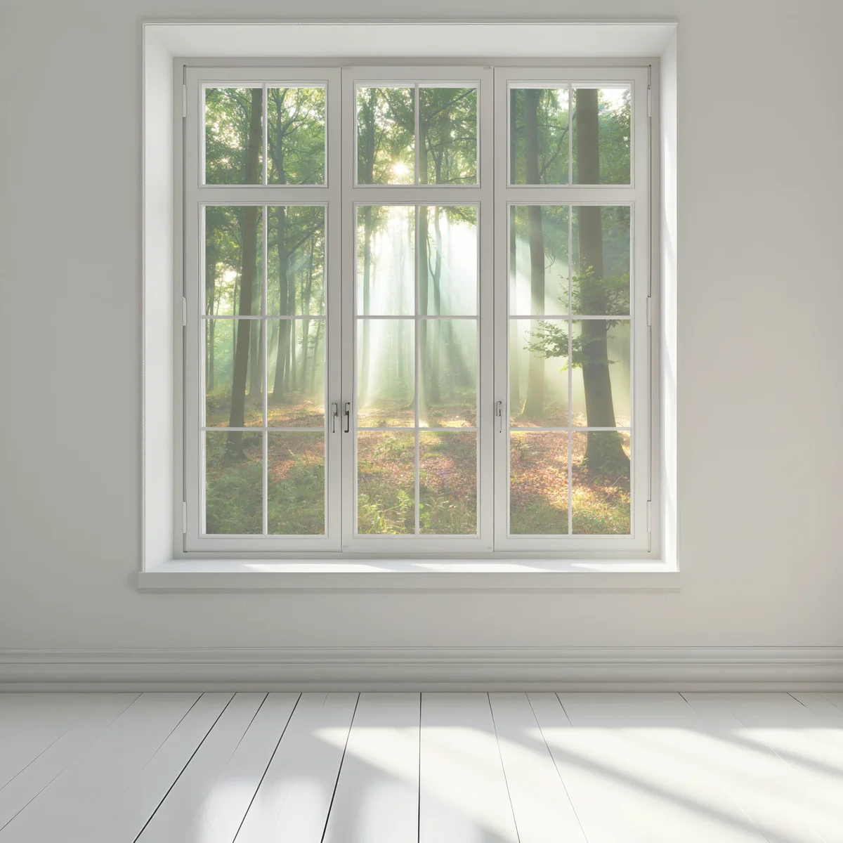 Fensteraufkleber morgendliches licht im wald Fensteraufkleber morgendliches licht im wald