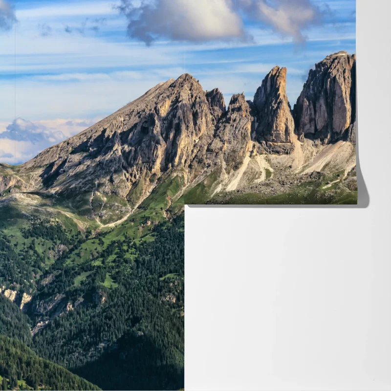 Fototapete majestätische bergpanorama mit grünen hügeln Fototapete majestätische bergpanorama mit grünen hügeln