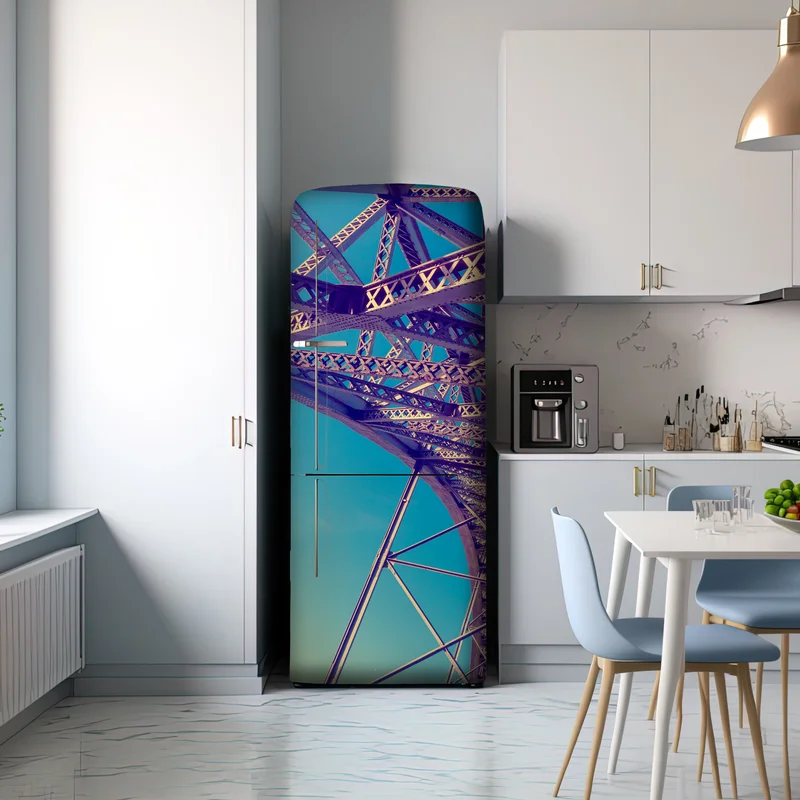 Kühlschrankaufkleber abstrakte stahlbrücke in perspektive