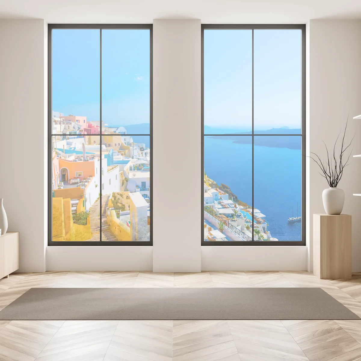 Fensteraufkleber sonnige ansicht der caldera von Santorini Fensteraufkleber sonnige ansicht der caldera von Santorini