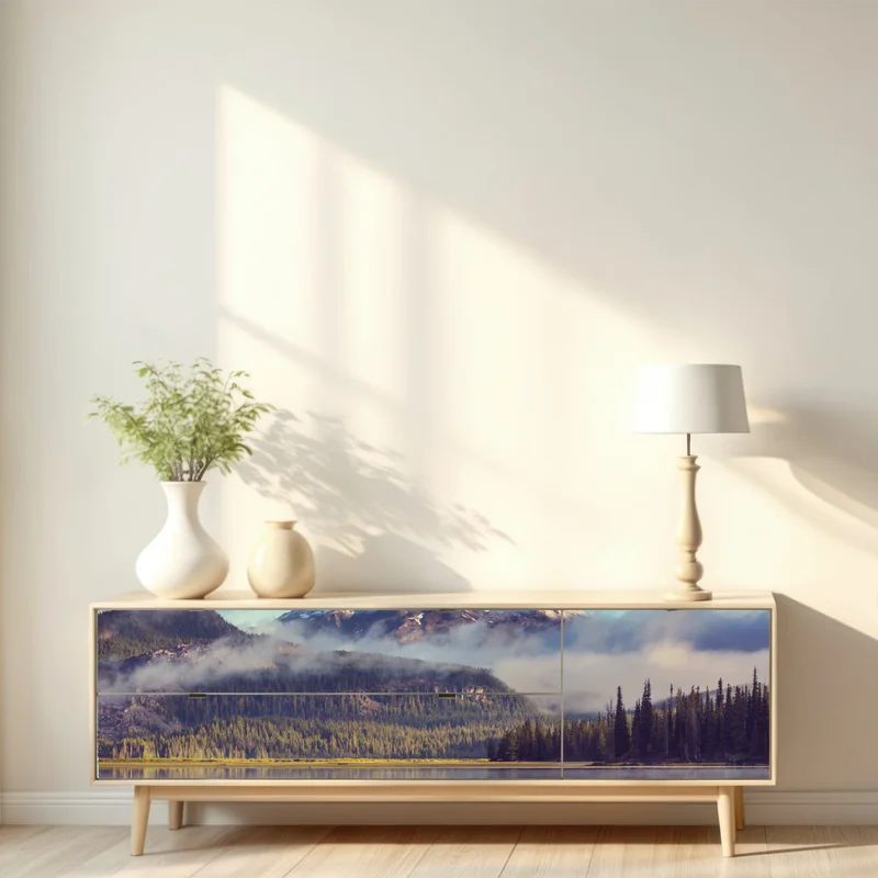 Repositionierbarer Aufkleber ruhiger bergsee in Oregon