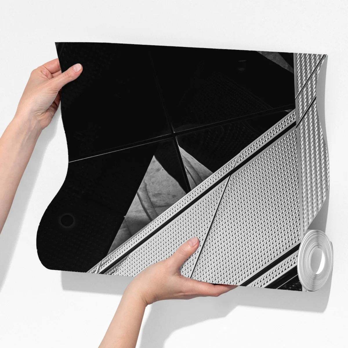 Fototapete geometrische moderne fassade in schwarzweiß Fototapete geometrische moderne fassade in schwarzweiß